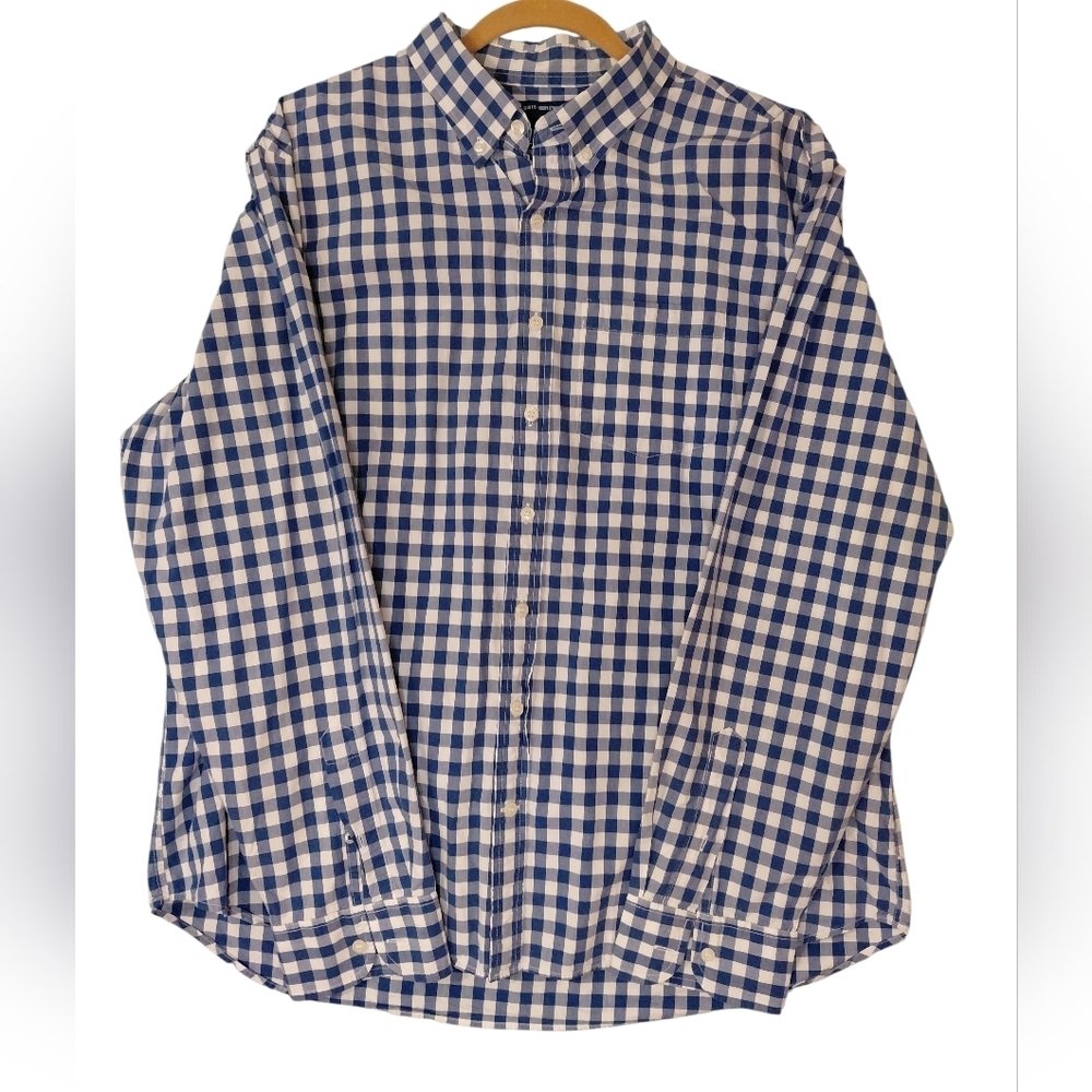 Old Navy Blue and White Plaid Shirt